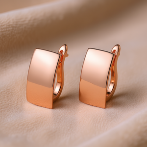 Pendientes Huggie de Oro Rosa, Geométricos, Minimalistas, de Aleación, para Uso Diario de Mujeres - Product Image 2