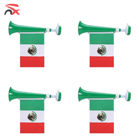 Trompette de supporter personnalisée 2026 avec logo et drapeau national, en plastique, design Mexique Brésil, pour fêtes et activités sportives