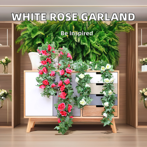 Guirnalda de seda colgante realista para artesanía Floral, tienda de seda de ratán Rosa Artificial, decoración de valla de pared de jardín para fiesta en casa - Product Image 3