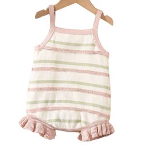 高品质2025夏季薄棉无袖一体式三角婴儿连身衣女婴2岁印花婴儿连身衣 - Product Image 5