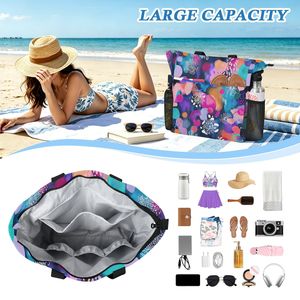 Bolsa de Playa Grande y Colorida 2 en 1, Portátil, de Poliéster Resistente, Antiarena, con Bolsillo, Personalizable, para Mujer, Verano - Product Image 2