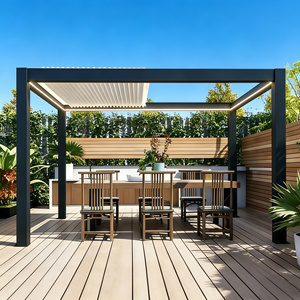 Pergola bioclimatique avec structure en aluminium galvanisé, anti-crevasses, isolation thermique, abri solaire pour jardin, patio, extérieur - Product Image 1