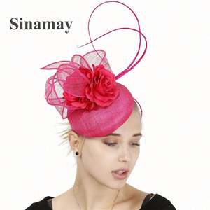 Luxury Bride Fascinator Linen New Hemp <b>Ladies</b> Fashion Sinamay Fascinator <b>Hat</b> - Product Image 2