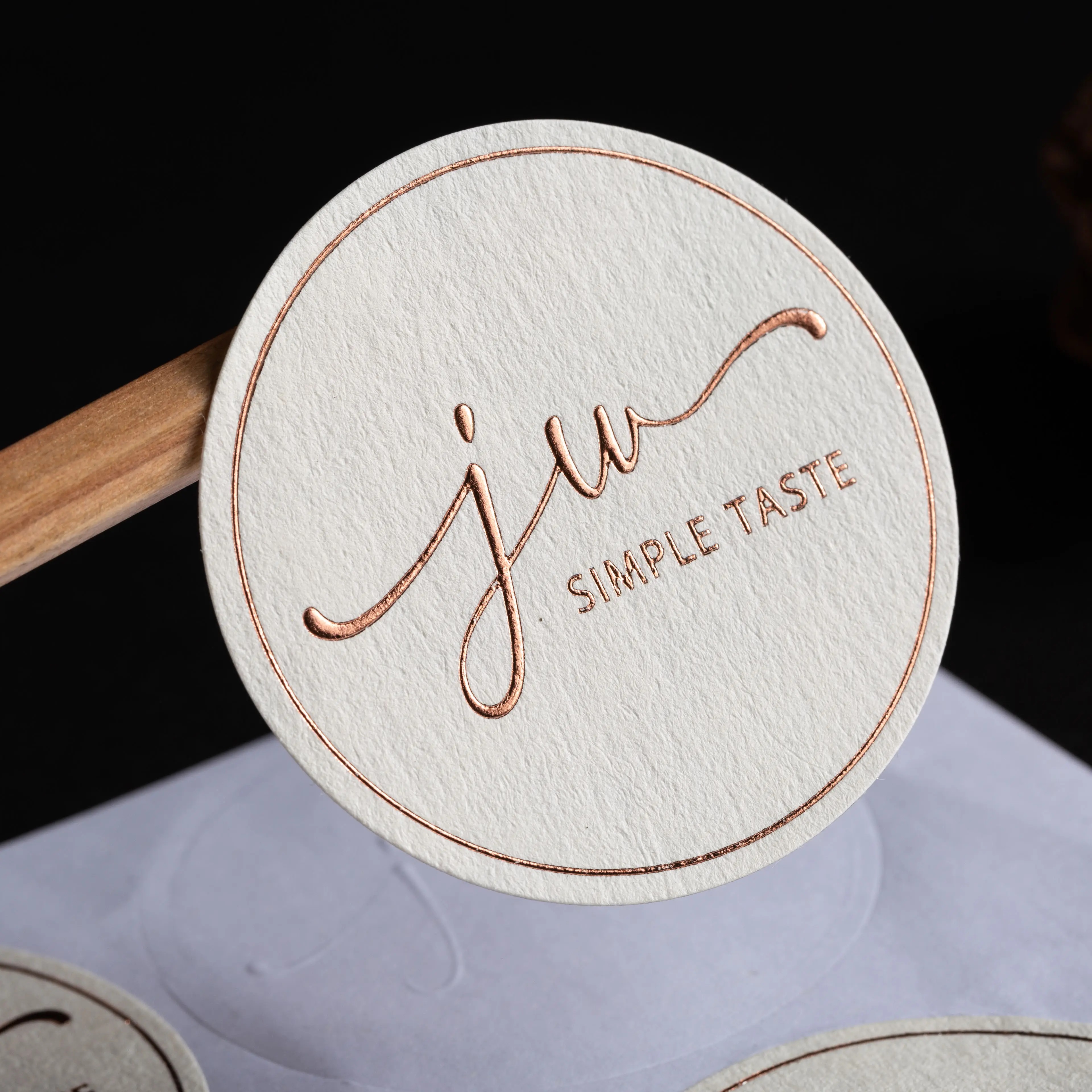 Embossed label gifts personalized custom candle business minimalist sealing rose gold stickers