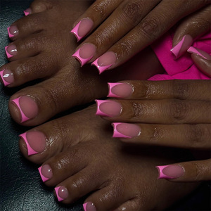 <span class=keywords><strong>Uñas</strong></span> Postizas <span class=keywords><strong>Francesas</strong></span> Hechas a Mano, <span class=keywords><strong>Uñas</strong></span> Acrílicas Largas con Cobertura Completa, Diseño 3D con Flores y Diamantes de Imitación, 10 Piezas/Juego para Mujer - Product Image 2