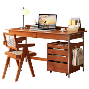 <span class=keywords><strong>Scrivania</strong></span> in Legno Massello Stile Nordico con Sedia, Postazione <span class=keywords><strong>Computer</strong></span> con Mobile Contenitore Rimovibile per Adulti <span class=keywords><strong>e</strong></span> Studenti, <span class=keywords><strong>Scrivania</strong></span> Bianca in Noce - Product Image 3