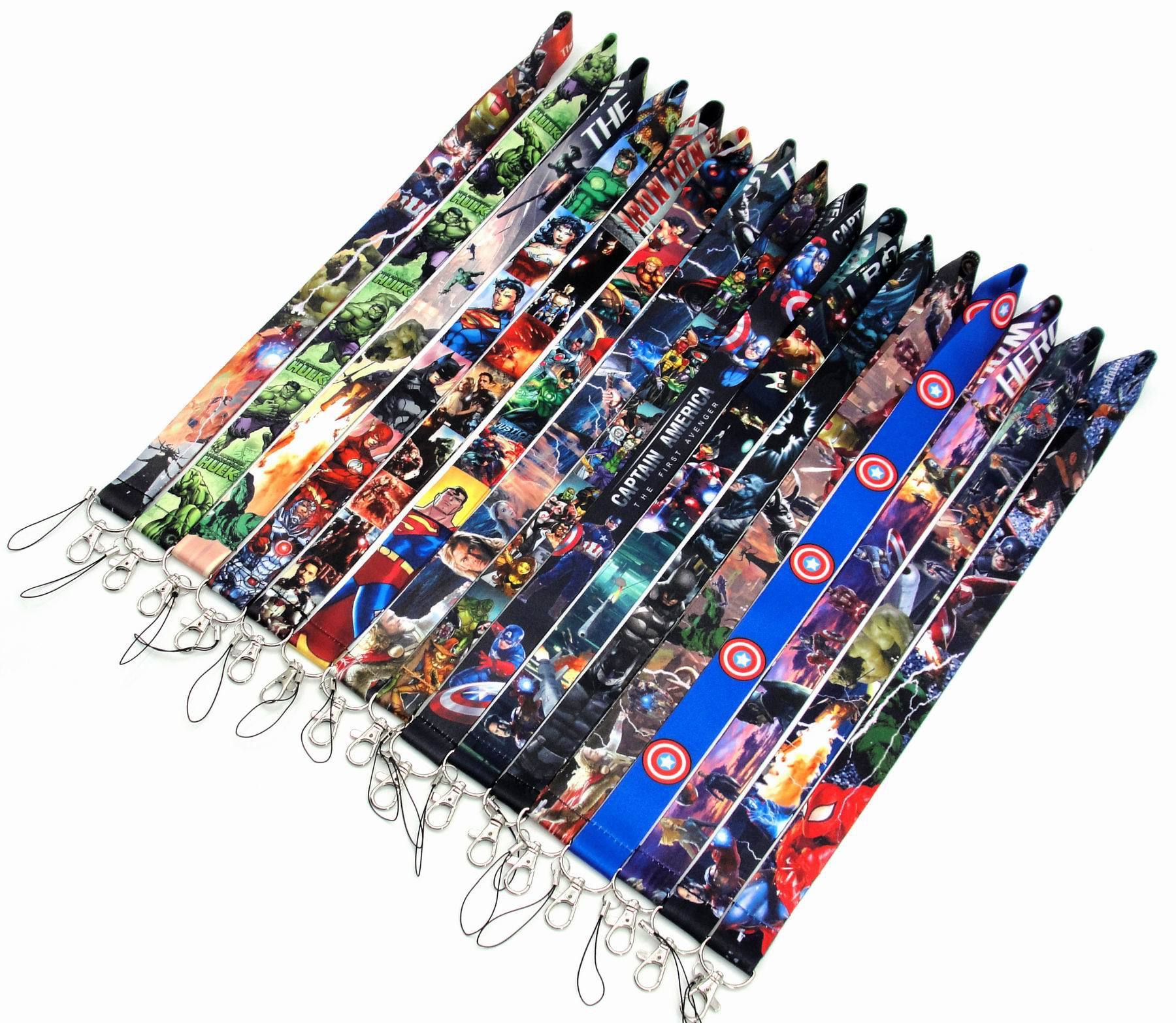 Cute Cartoon the Avengers Marvel Spider-Man Iron Man Lanyard Wholesale High Quality Neck Strap Lanyards Captain America Lanyard Image 3