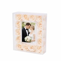 Décoration Maison/Mariage Fête des Mères Saint-Valentin Remise de Diplôme Rose Éternelle Préservée Boîte Cadeau Acrylique Longue Durée 3-5 Ans
