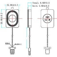 Haut-parleur encastré 3525 à cadre carré, 8 ohms, 2W, 35*25MM, hauteur 5.6MM, pleine gamme, 1200Hz, haute décibération 92dB, avec câble pour ordinateur portable