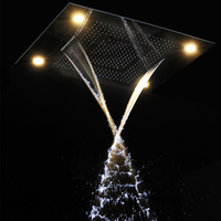 Ensemble de douche à LED pour plafond, salle de bain, grand système de douche de pluie, panneau de pomme de douche à chute d'eau avec robinets mélangeurs thermostatiques