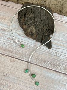 HANDMADE STERLING SILVER KINGMAN TURQUOISE <b>UNIQUE</b> WRAP NECKLACE STYLE <b>FOR</b> <b>HER</b> - Product Image 4