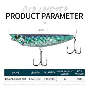 5 pièces/boîte 3D Simulation impression nageur Topwater <span class=keywords><strong>Realis</strong></span> crayon leurre eau salée naufrage lent flottant dur crayon leurre - Product Image 6