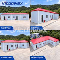 VICDOWEX Maison conteneur préfabriquée avec toit à quatre pignons et construction en panneaux sandwich pour entrepôt, bureau, bâtiment et hébergement