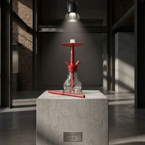 Cachimba de Vidrio Roja Moderna, Pipa de Shisha con Base Transparente, Pipa de Agua de Escritorio para el Hogar o Salón - Product Image 3