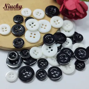 9mm -12.7mm 4 Holes Broad Edge Black White Sewing Buttons for Shirt Basic High Quality Men Women Shirt Sweater Button Wholesale