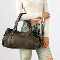 Sac fourre-tout rétro plissé en paille tressée avec garniture en cuir, grande capacité, pour femme, idéal pour la plage, les vacances ou les trajets quotidiens