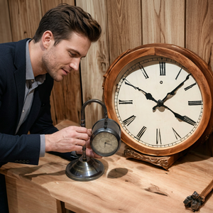 CH Modern Mechanical Wooden Desk Clock with Needle Display Radio Projection for Office Home Decor Birthday Gift - Product Image 2