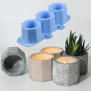 Octagonal Silicone Mold Concrete Fleshy Flower Pot Candlestick Mold Ceramic Clay DIY Crafts DIY Flower Pot Mold