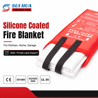 Couverture anti-feu en silicone et fibre de verre, résistante à la chaleur, pour cuisine, avec languettes de tirage rapides pour la sécurité domestique contre les incendies