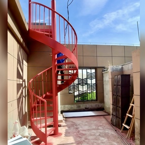 <span class=keywords><strong>Escalier</strong></span> <span class=keywords><strong>en</strong></span> spirale extérieur de luxe moderne avec garde-corps intégré pour l'aménagement paysager extérieur de villa - Product Image 2
