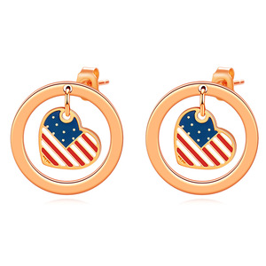 Pendientes Colgantes Tricolor con Forma de Corazón, Acero, Oro, Aleación de Zinc, Joyería para Fiestas - Product Image 2