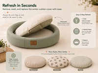 Coussin rond en velours imitation fourrure pour chat, avec housse amovible et lavable, antidérapant
