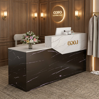 Comptoir de caisse en bois moderne fait main facile à installer, table de réception pour salon, magasin de beauté, de coiffure, de vêtements Yuecool T-333
