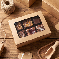 Boîtes à pâtisserie brunes 8x6x2,5 pouces avec fenêtre, boîtes cadeaux en papier kraft pour biscuits, pâtisseries et petits gâteaux, vente en gros