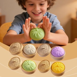 1 Set de 12 Juguetes de Amasar de Material TRP con Diseño de Panecillos al Vapor, Simulación de Vaporera de Colores, Juguete Grande para Mayores de 14 Años, Venta al por Mayor - Product Image 5