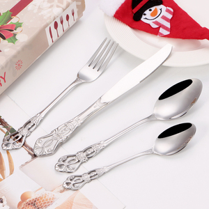 Nouveau Noël En Acier Inoxydable Cuillère Fourchette et Couteau Cadeau Ensemble Royal Argenterie Ensemble De Mariage 24pcs Miroir Or Couverts Ensemble - Product Image 3