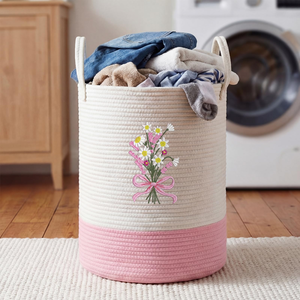 Laundry <b>Basket</b> with Bow <b>Hamper</b> <b>Hamper</b> 15 X 17.7 Inches Toy Box Large Coquette <b>for</b> Blanket Toys Clothes Organization - Product Image 6