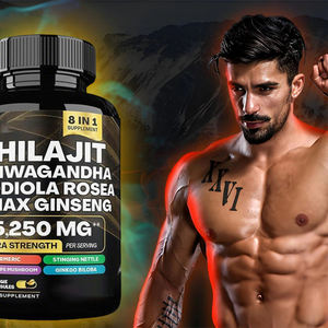 Capsules de Shilajit mélangées à l'huile de graines noires et à l'Ashwagandha 1400mg certifiées ISO, complément <span class=keywords><strong>alimentaire</strong></span> naturel à base de plantes pour hommes et femmes - Product Image 3