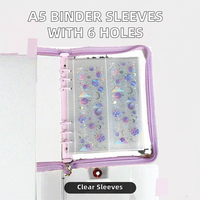 Fundas Transparentes para Carpetas A5, 6 Anillos, Bolsillos para Tarjetas de PP, 4 Compartimentos, Bolsillos para Tarjetas de PVC, Fundas Transparentes para Archivar
