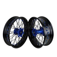 Juego de Ruedas Supermoto de Aluminio CNC de 17 Pulgadas con Bujes Azules para Yamaha YZ YZF Fantic XE 2003-2008, Piezas para Motocicletas Todoterreno