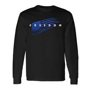 T-shirt à manches longues Freedom, bleu, motif drapeau américain, fierté patriotique - Product Image 2
