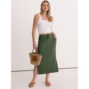 Jupe longue femme FOXA taille haute avec cordon de serrage, coupe droite, décontractée, idéale pour l'été, le bureau et les sorties du week-end - Product Image 3