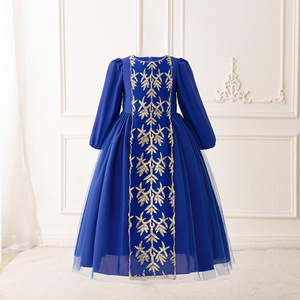 Modest Muslim Kids Evening Banquet <strong>Blue</strong> <strong>Dress</strong> High Quality Front Sequin Luxury Color <strong>Dresses</strong> for Children CD011 - Product Image 6