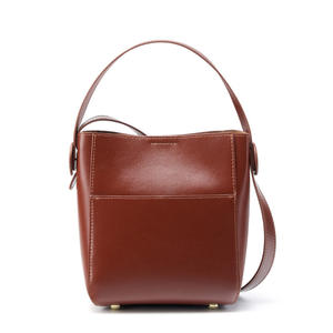 Sac seau tendance pour femmes, sac à main en cuir véritable/sac à bandoulière, poche avant, sac bandoulière en cuir de vache avec sangle réglable - Product Image 1