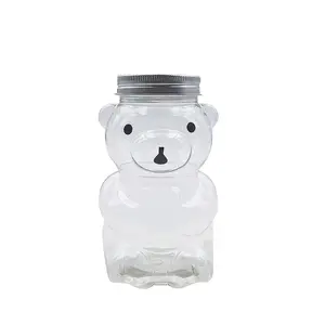 360ML 투명 귀여운 곰 음료 병 일회용 우유 차 PET 식품 포장 수