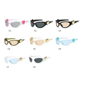 GT8217 Pink Ciclismo Gafas de sol Mujeres Trendy Candy Colored Y2K Heart-Shaped Flower Pink Gafas de Sol para fotografía callejera - Product Image 5
