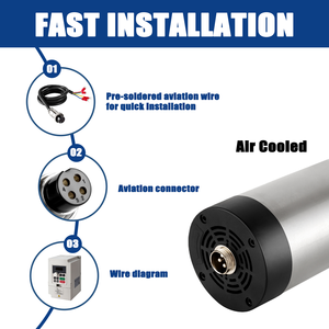 มอเตอร์แกนหมุน CNC ระบายความร้อนด้วยอากาศ ER11 1.5KW 65 มม. พร้อมชุด VFD สำหรับเครื่องแกะสลัก CNC Router ลดราคาพิเศษ - Product Image 4