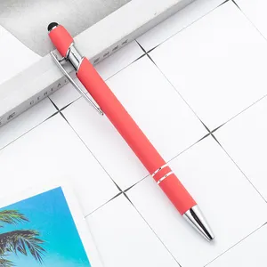 Pantalla 2 en 1 Universal para tableta, bolígrafo táctil para teléfono, logotipo personalizado, bolígrafo de Metal con Stylus, oferta promocional