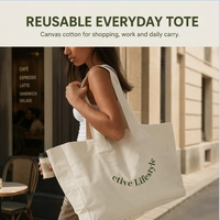 Sac fourre-tout en toile de coton personnalisé, sacs de courses réutilisables écologiques avec impression de logo pour les propriétaires de marques