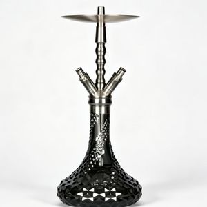 Moderno Set de Hookah de Acero Inoxidable con Base de Vidrio Negro, Manguera y Cazoleta para Fumar Shisha - Product Image 6