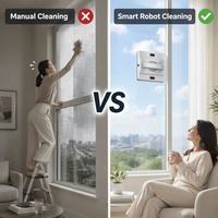 Robot Limpiacristales Automático con Función de Pulverización de Agua sin Escobillas de 5000pa, Robot Limpiador de Vidrios con Control Remoto