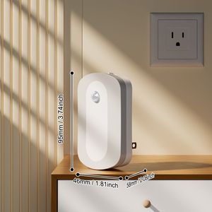 Lumière à détecteur de mouvement LED à brancher, veilleuse à 3 niveaux de luminosité, blanc chaud, lampe murale automatique pour chambre à coucher, couloir - Product Image 4