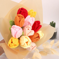 Cadeau de mariage en gros Paquet de roses décoratives pour la Saint-Valentin Fleurs en tricot au crochet faites à la main