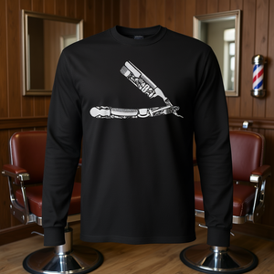 Barber's <b>Straight</b> <b>Edge</b> <b>Razor</b> Icons Barbershop Long Sleeve T-Shirt - Product Image 3