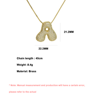 Moda 18K chapado en oro latón circón grande grueso Puff burbuja Chubby globo alfabeto inicial nombre letra colgante collar regalo