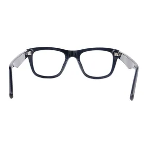 Estilos de dama Marco de acetato Negro Frontal diseñador gafas Marco Brazo grueso Bisagras de metal Color puro Gafas Marcos ópticos